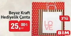 BEYAZ KRAFT HEDİYELİK ÇANTA 3'LÜ